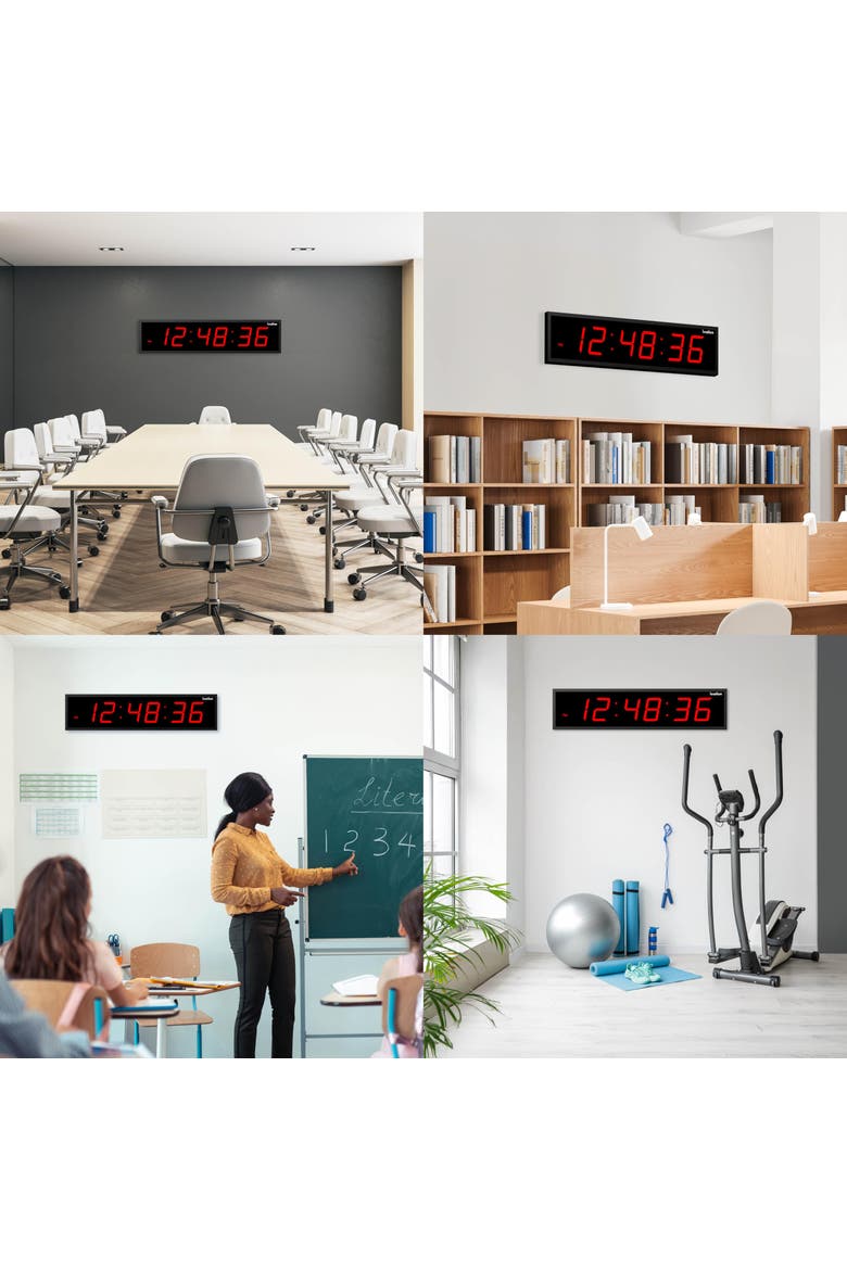 Large Digital Clock, 30 Led Wall Clock with 6-Level Brightness & Mounting Hardware, Alternate, color, Red