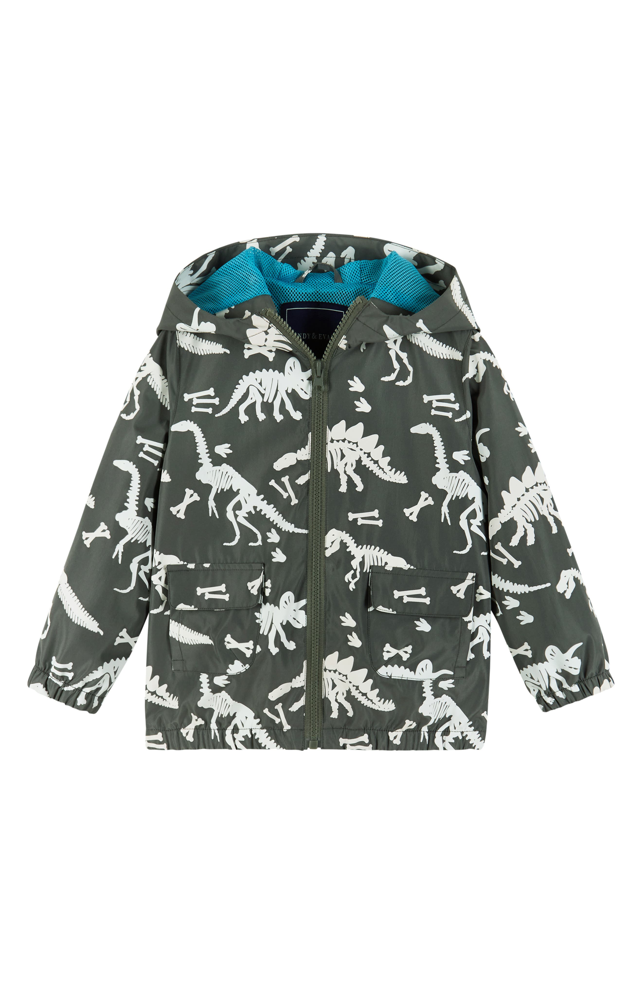 Andy & Evan Kids' Dino Print Color Change Rain Jacket | Nordstromrack