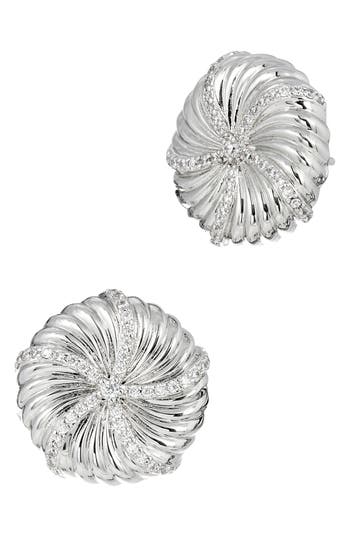 Savvy Cie Jewels Rhodium Plated Star Dollar Flute Earrings In Silver
