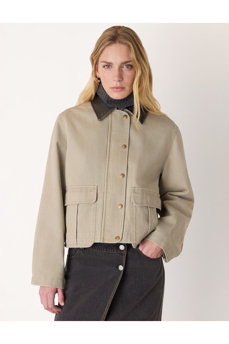 Casual Contrast Collar Jacket, Main, color, Taupe