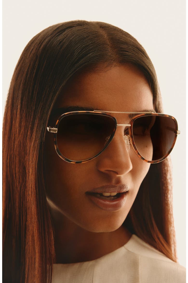 All In 56mm Medium Aviator Sunglasses, Alternate, color, TORT BRNFD