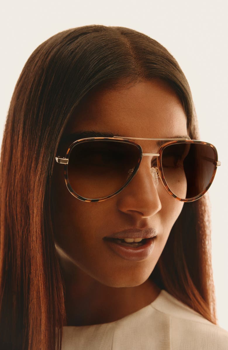 QUAY All In 56mm Medium Aviator Sunglasses, Alternate, color, Tortoise/ Brown Fade