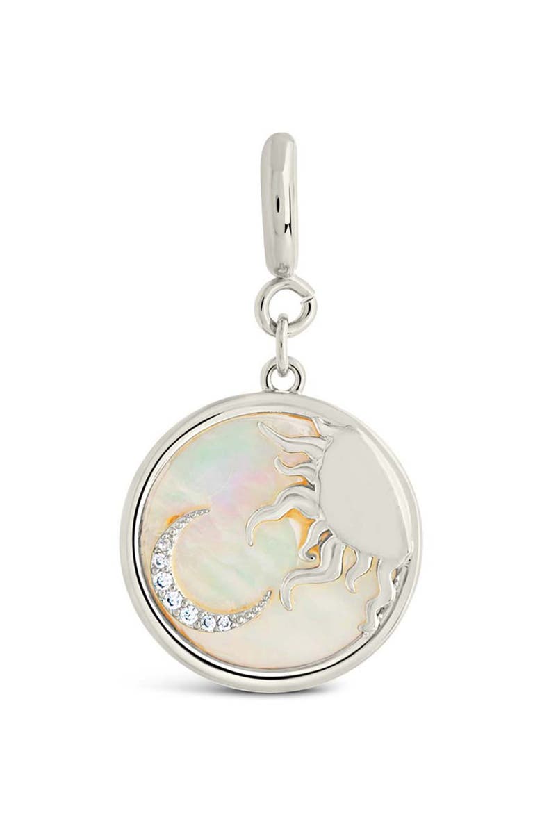 Sterling Forever Sun & Moon Mother-of-Pearl Enhancer, Main, color, Silver