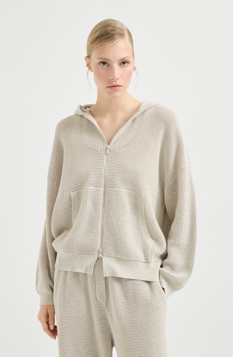 Brunello Cucinelli Sparkling net sweatshirt, Main, color, Oat