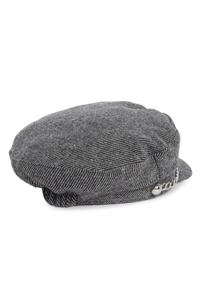 Vince Camuto Bouclé Newsboy Cap with Chain, Alternate, color, Black