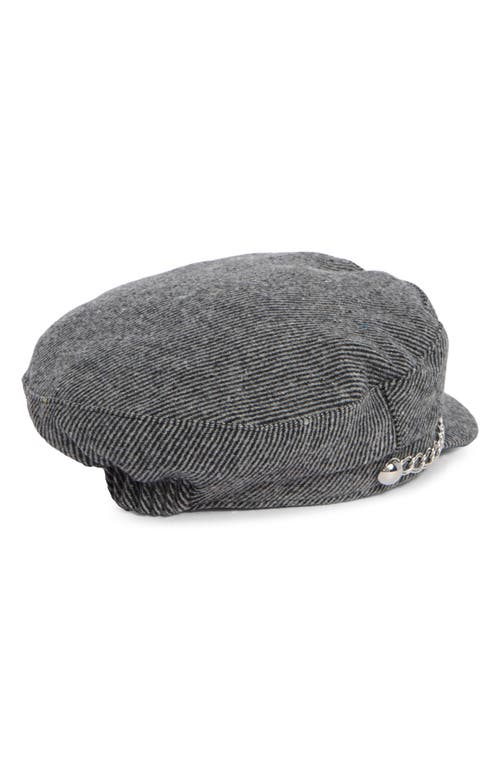 Vince Camuto Bouclé Newsboy Cap With Chain In Gray