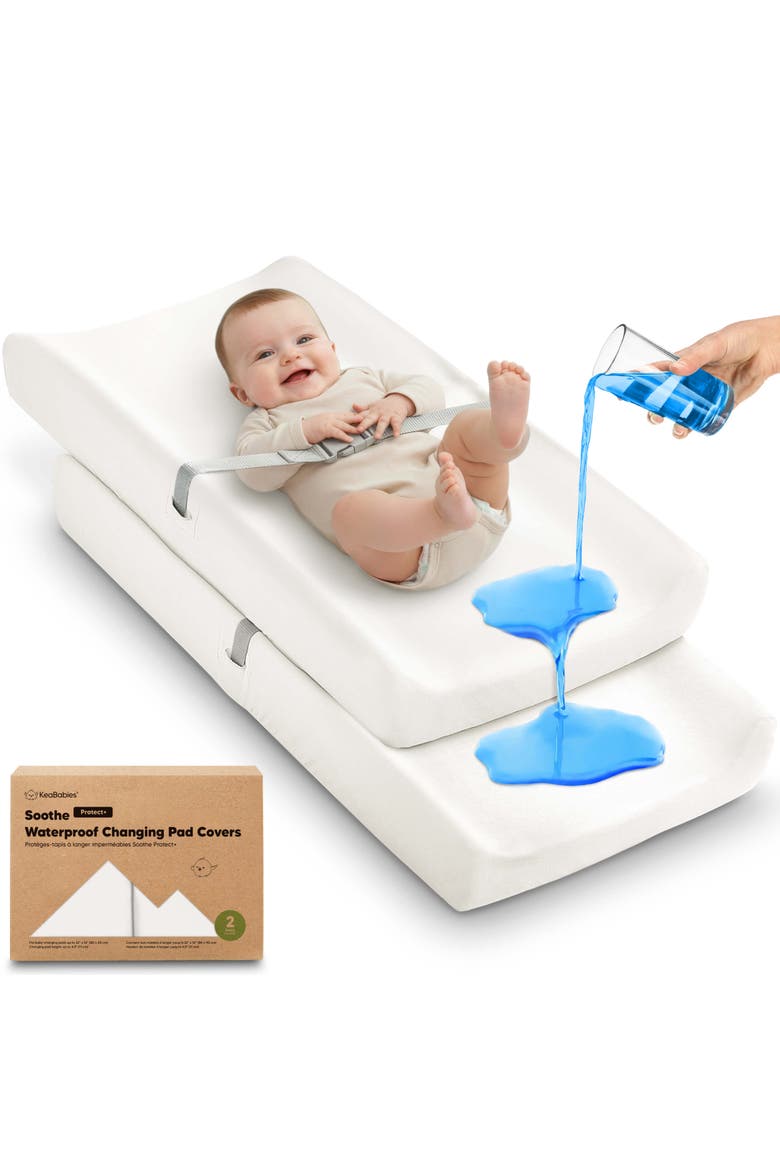 2-Pack Soothe [Protect+] Waterproof Changing Pad Covers, Main, color, Soft White