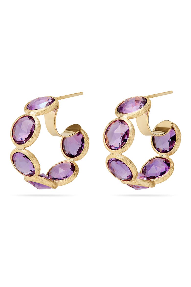Jaipur Color Amethyst Hoop Earrings, Main, color, GOLD