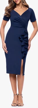 Xscape Evenings Ruffle Scuba Cocktail Dress