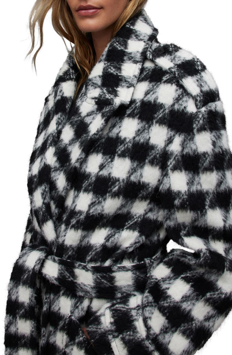 AllSaints Haithe Check Coat, Alternate, color, Black/ White