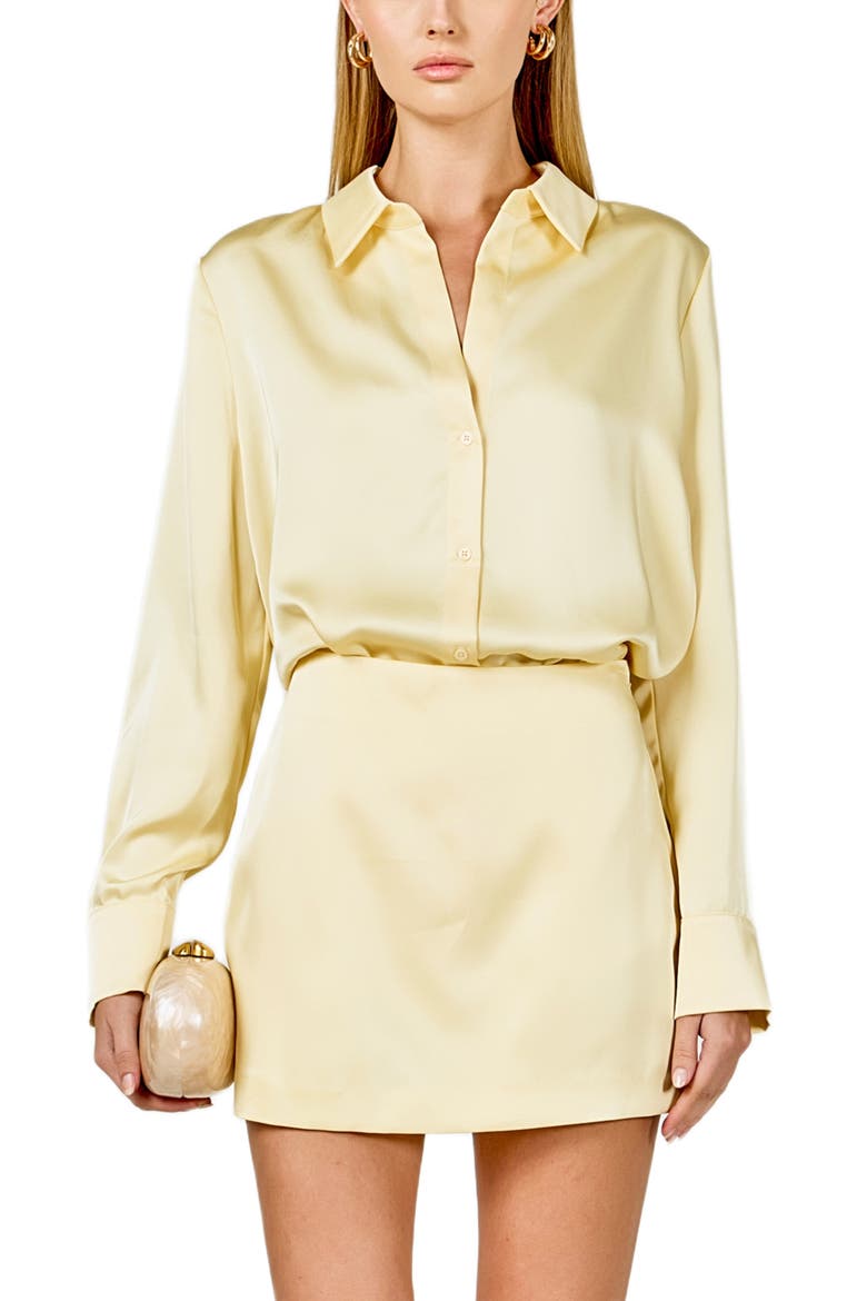 Satin Miniskirt, Alternate, color, BUTTER YELLOW