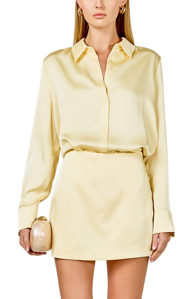 Endless Rose Satin Miniskirt, Alternate, color, Butter Yellow