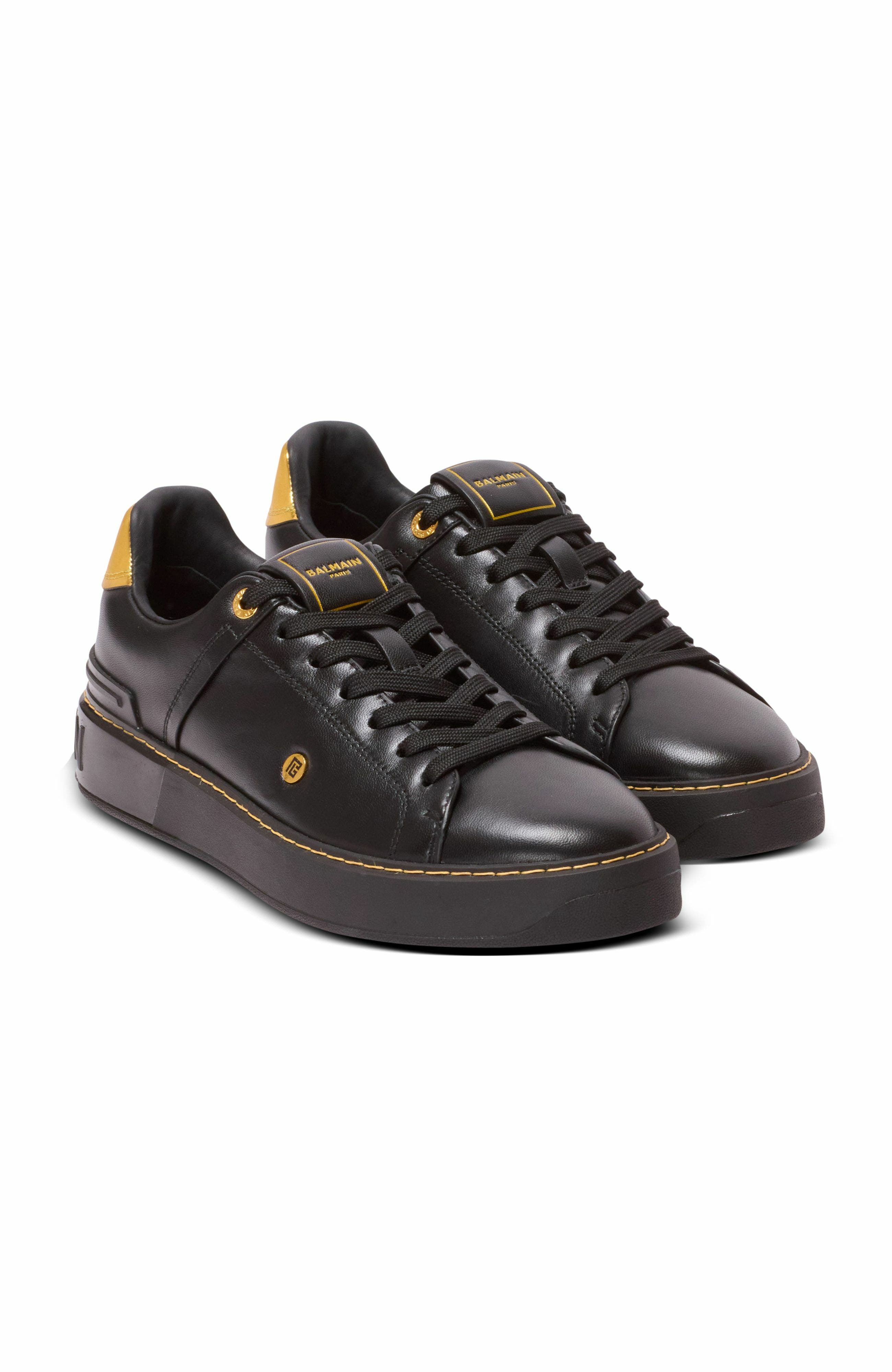 Balmain B-Court Trainers In Calfskin, Main, color, 