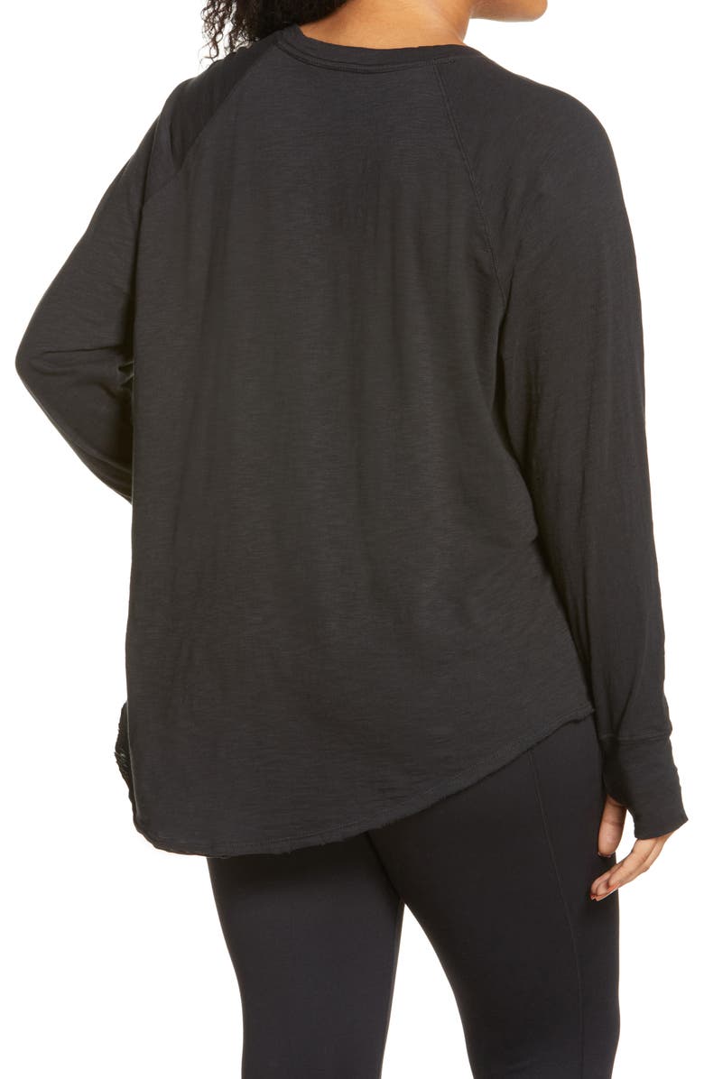 Zella Relaxed Washed Cotton Long Sleeve T-Shirt, Alternate, color, 