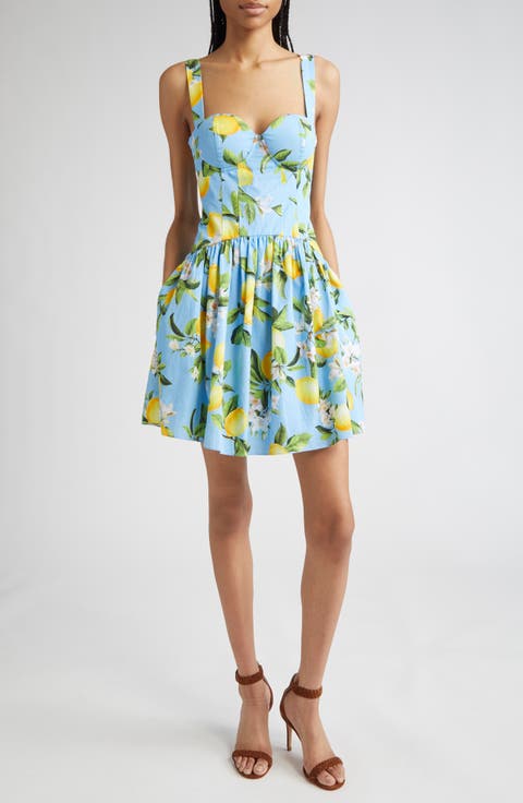 Jai Lemon Print Corset Minidress