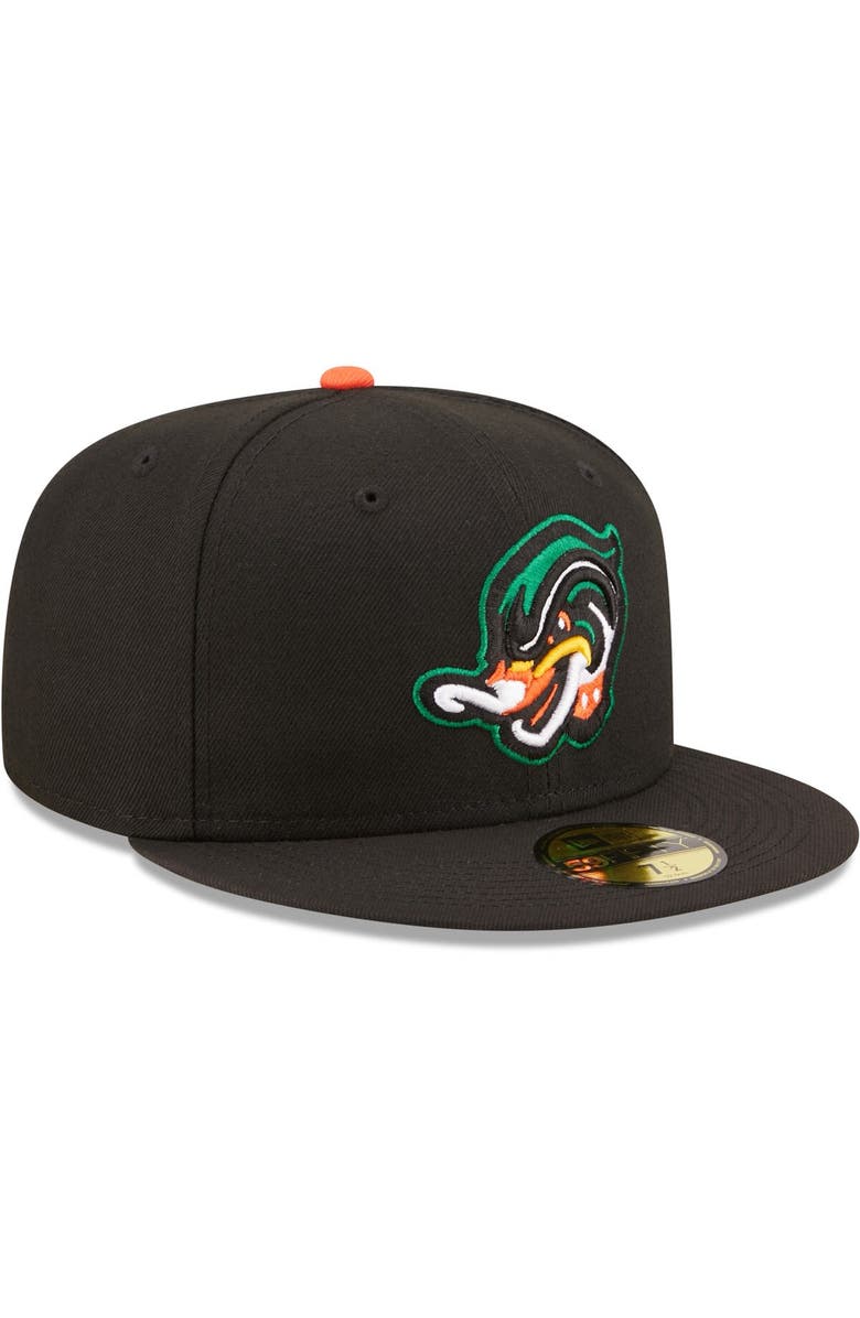 New Era Men's New Era Black Down East Wood Ducks Authentic Collection 59FIFTY Fitted Hat, Alternate, color,