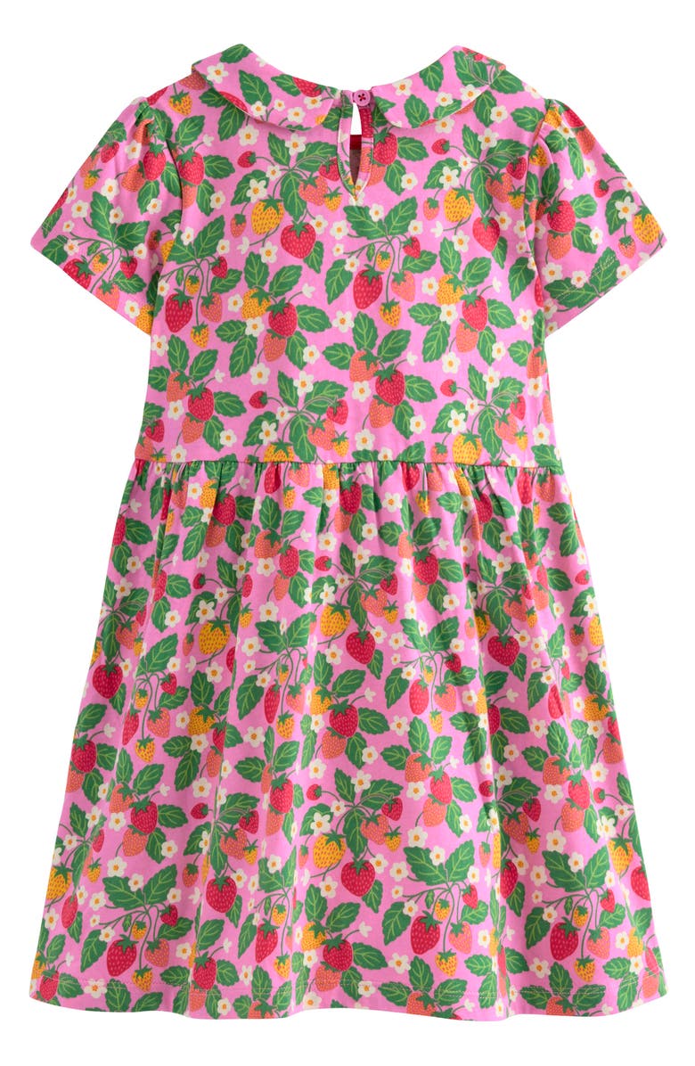 Mini Boden Kids' Strawberry Print Cotton Jersey Dress, Alternate, color, Cosmos Pink Strawberry Patch