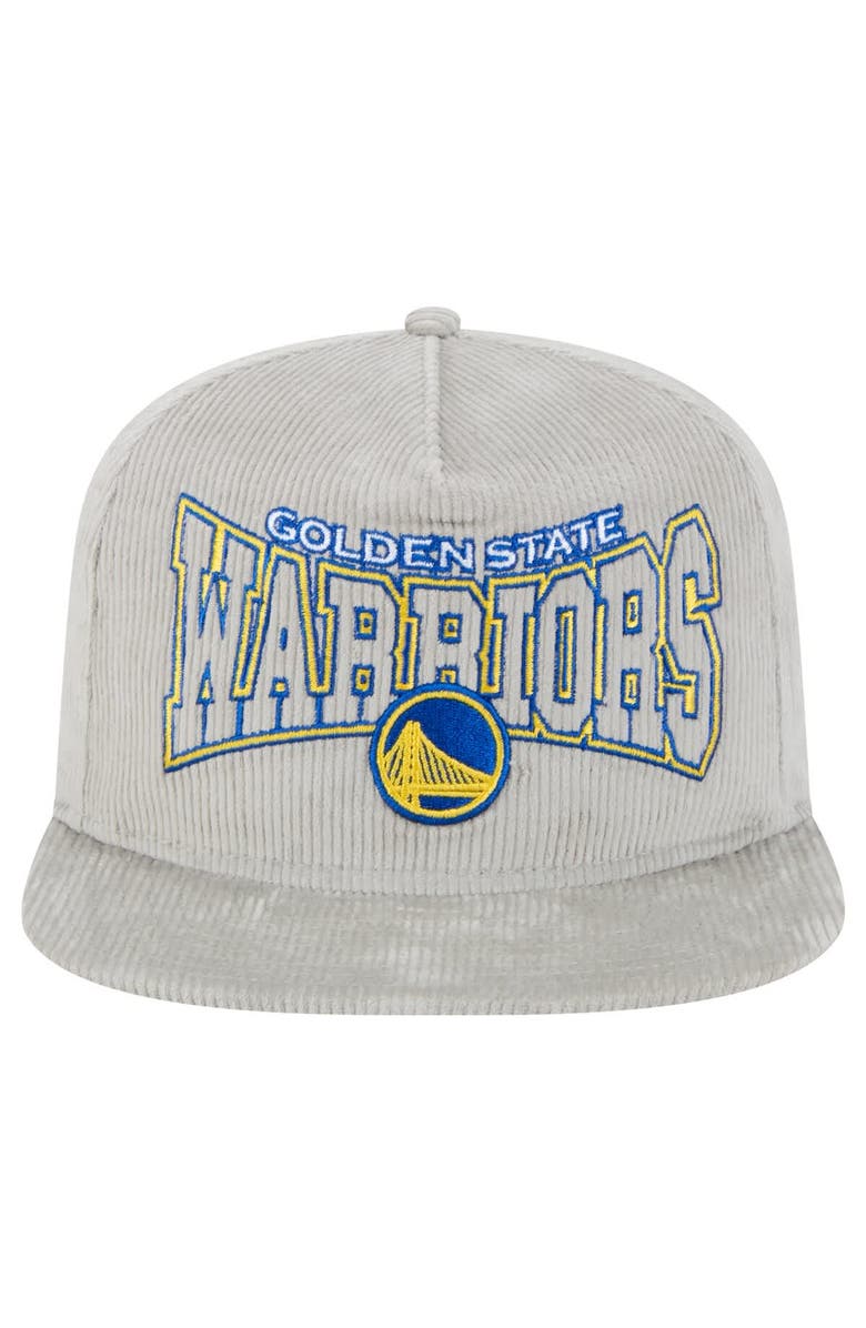 New Era Men's New Era Gray Golden State Warriors Throwback Corduroy Golfer Snapback Hat, Alternate, color, Gray