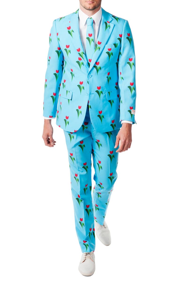 OppoSuits Tulips from Amsterdam' Trim Fit Two-Piece Suit with Tie, Main, color, 