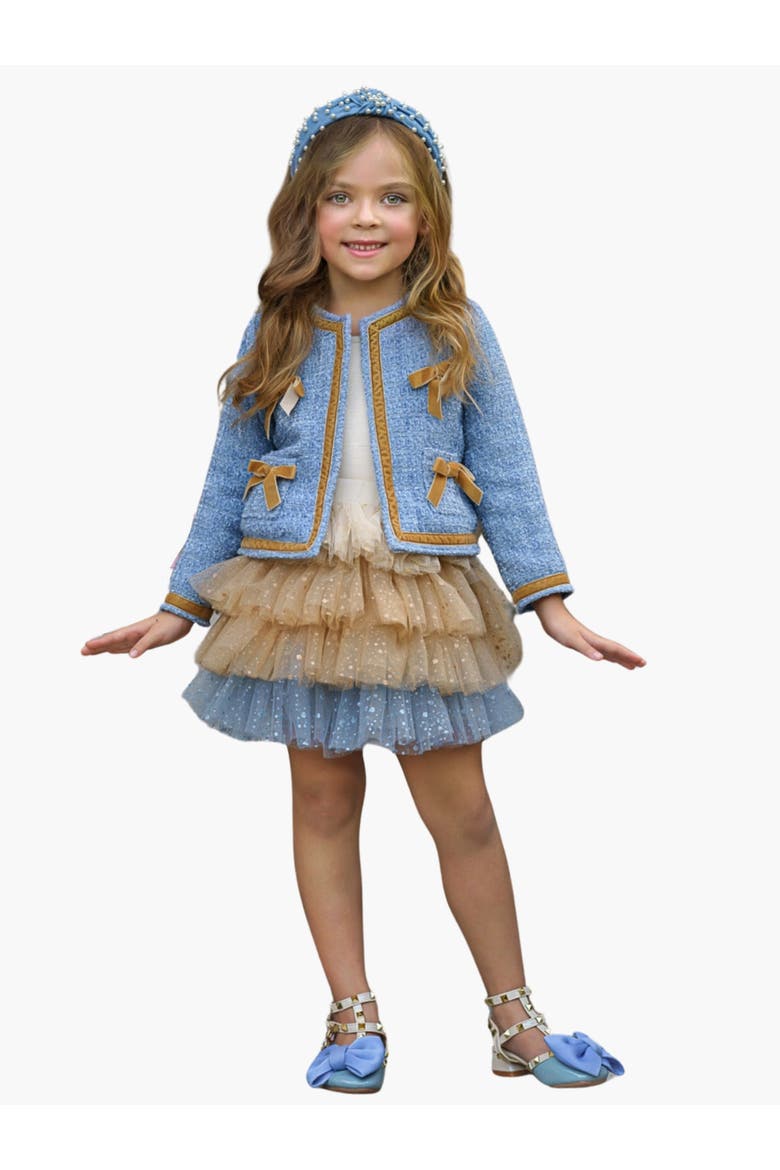 Hello Darling Tweed Jacket And Tulle Skirt(Toddler, Little Kid & Big Kid), Main, color, Blue