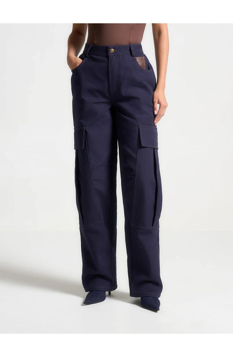 Manière De Voir High Rise Drill Cargo Pants, Alternate, color, Indigo