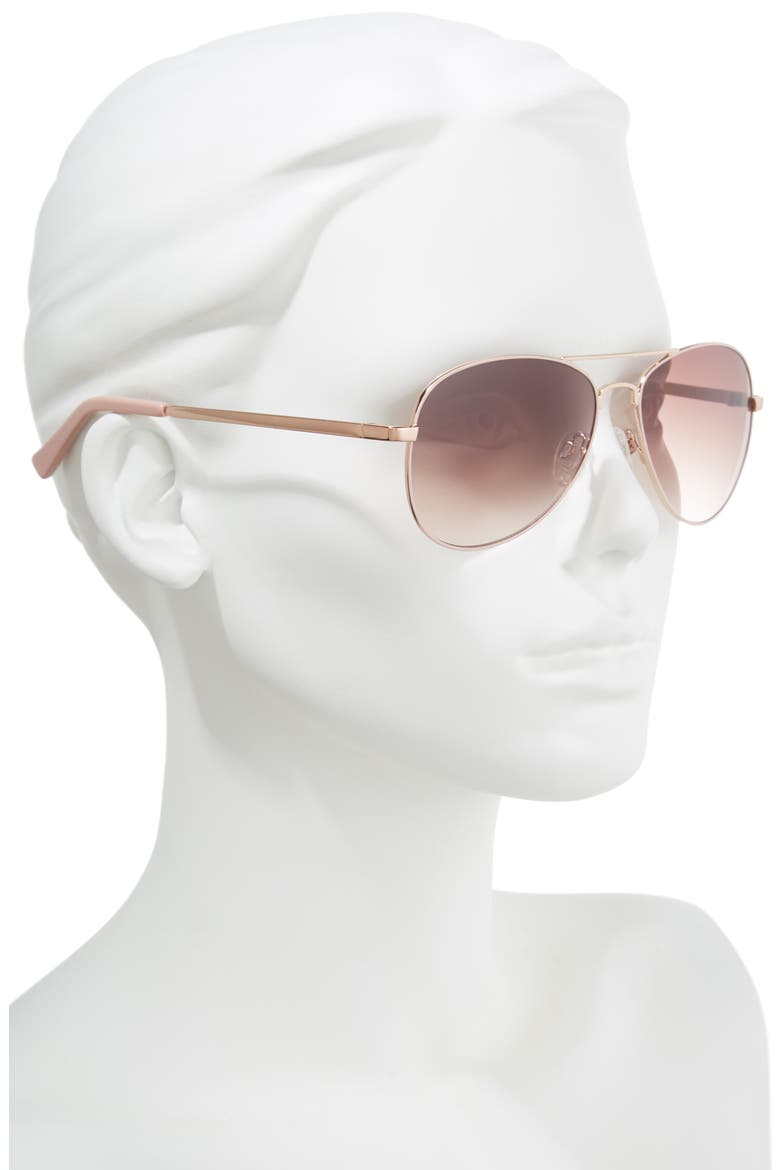 Alibi 59mm Metal Aviator Sunglasses, Alternate, color, ROSE GOLD- NUDE EPOXY