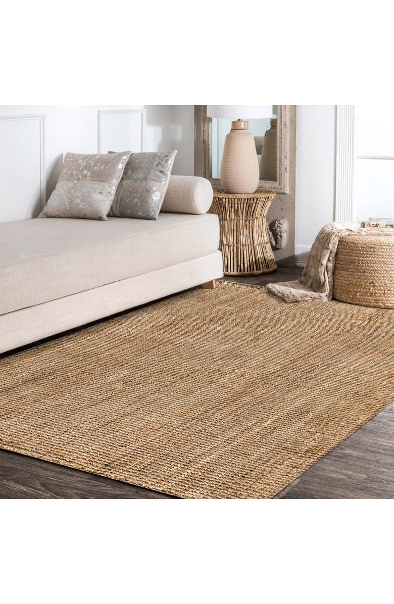 JONATHAN Y Pata Hand Woven Chunky Jute with Fringe Area Rug, Alternate, color, Natural