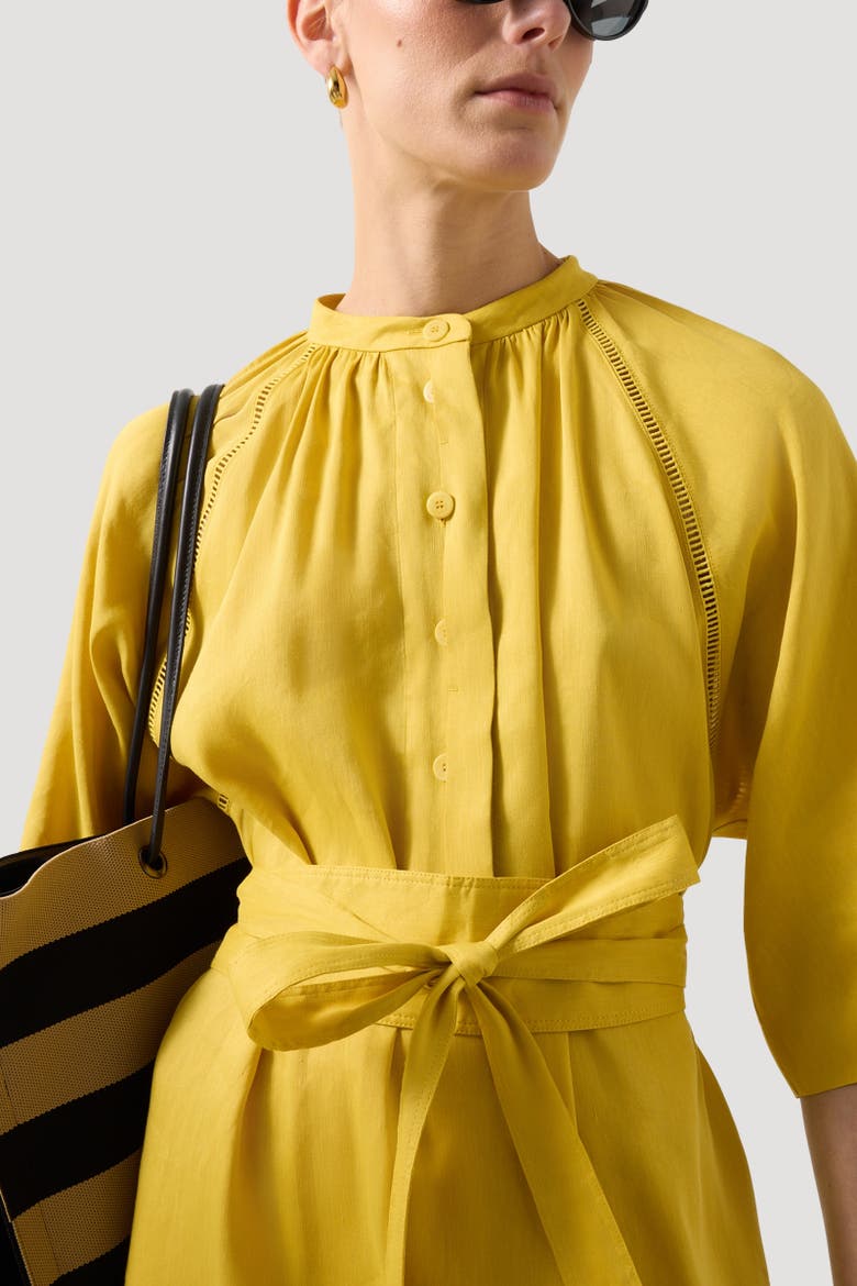 Linen Mix Dress Catelyn, Alternate, color, Yellow