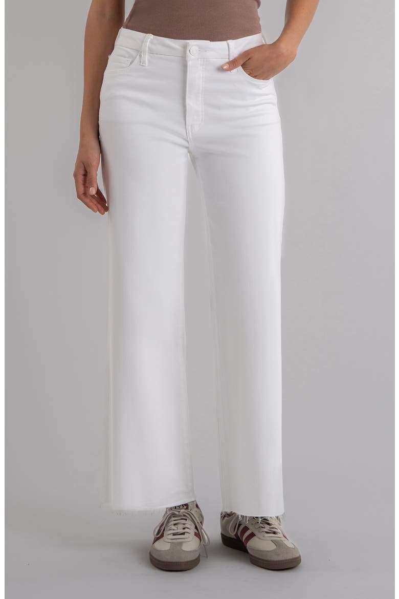 Meg Fab Ab Raw Hem High Waist Wide Leg Jeans, Main, color, OPTIC WHITE