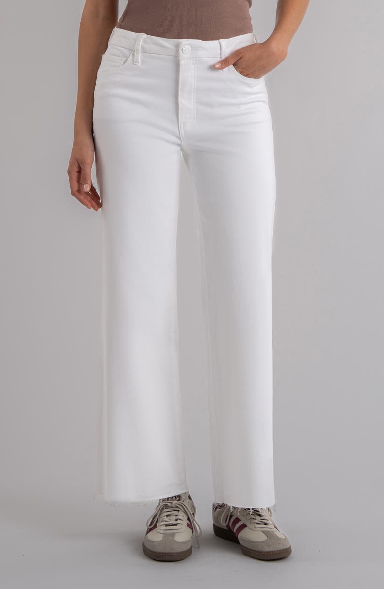 KUT from the Kloth Meg Fab Ab Raw Hem High Waist Wide Leg Jeans, Main, color, Optic White