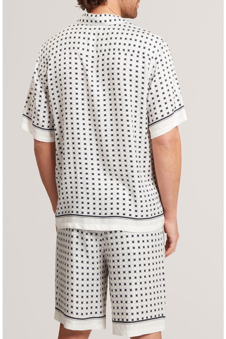 Ferran Geometric Print Cotton & Linen Camp Shirt, Alternate, color, ECRU