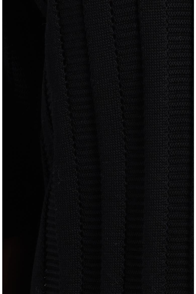 Pointelle Stripe Short Sleeve Organic Cotton Sweater, Alternate, color, BLACK