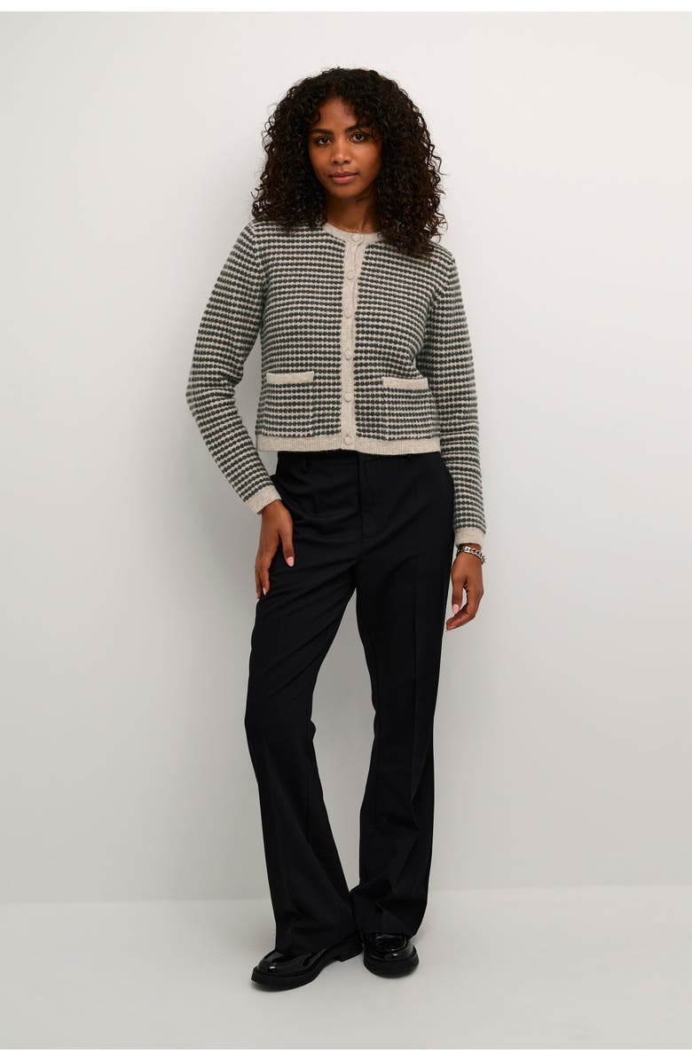 Kaffe KAellery Button Round Neck Cardigan, Alternate, color, Feather Gray/ Black