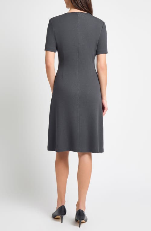 Ming Wang Abstract Floral A-line Dress In Gray