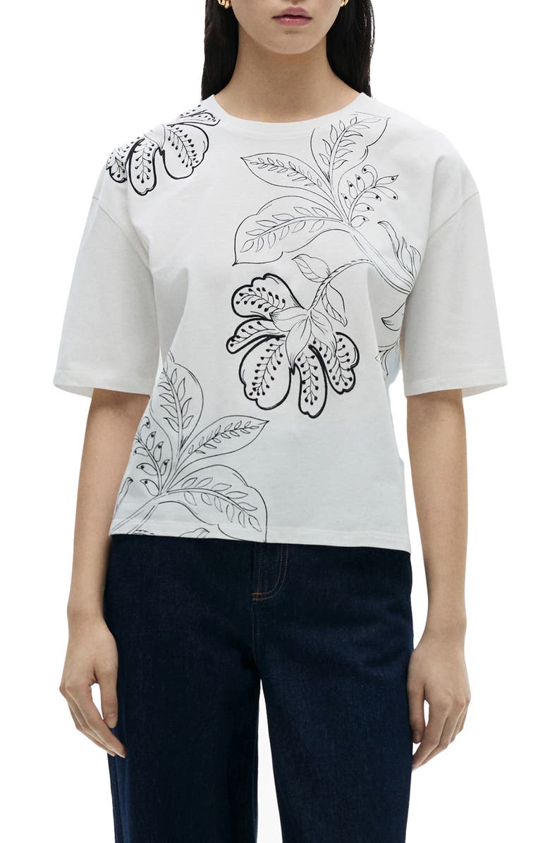 MANGO Floral Print T-Shirt, Main, color, 