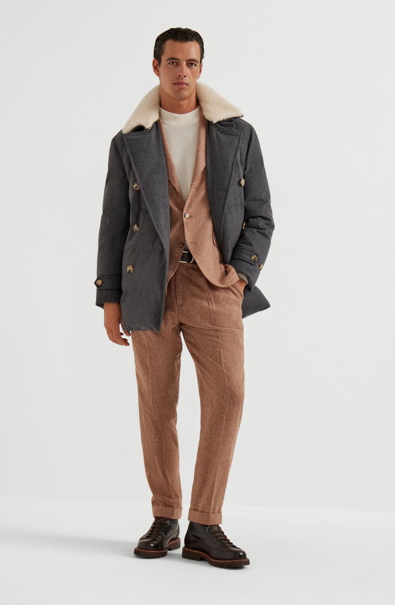 Brunello Cucinelli Chevron trousers, Alternate, color, Light Brown