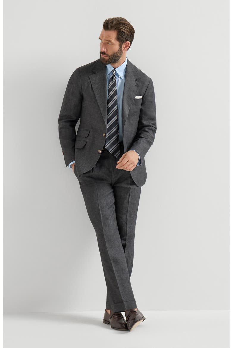 Délavé linen trousers, Alternate, color, Anthracite