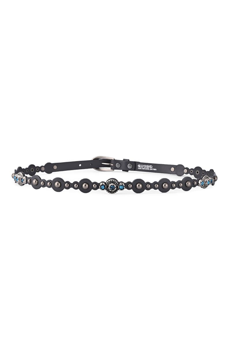 Rosa Genuine Leather Embellished Vintage Inspired Belt, Alternate, color, Grey