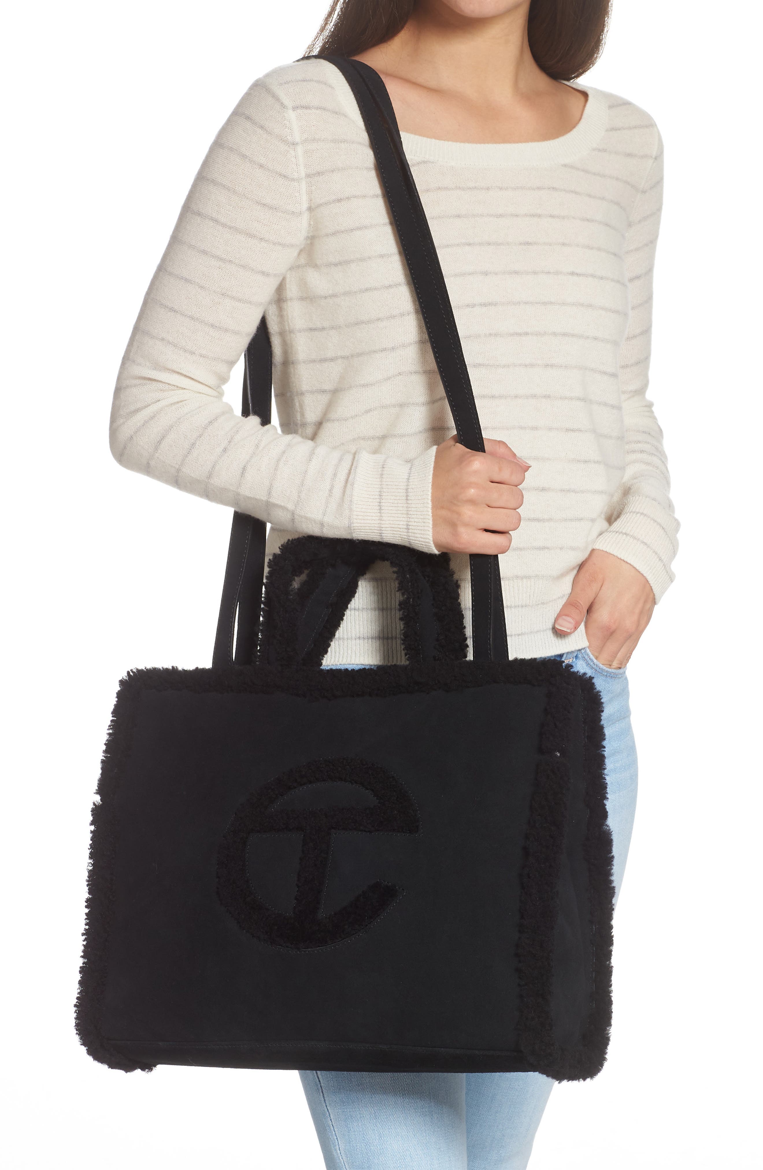 UGG<sup>®</sup> x TELFAR Gender Inclusive Medium Genuine Shearling Shopper, Alternate, color, 