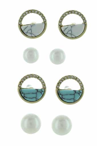 Victoria Set of 4 Marble & Imitation Pearl Earrings