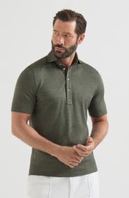 Brunello Cucinelli Virgin wool, silk and cotton piqué polo shirt with spread collar