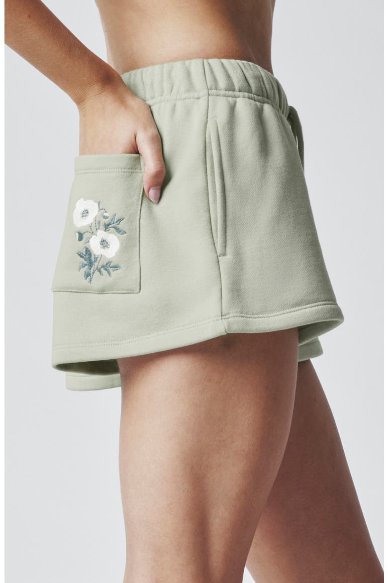 Embroidered Sweat Shorts, Alternate, color, DESERT SAGE