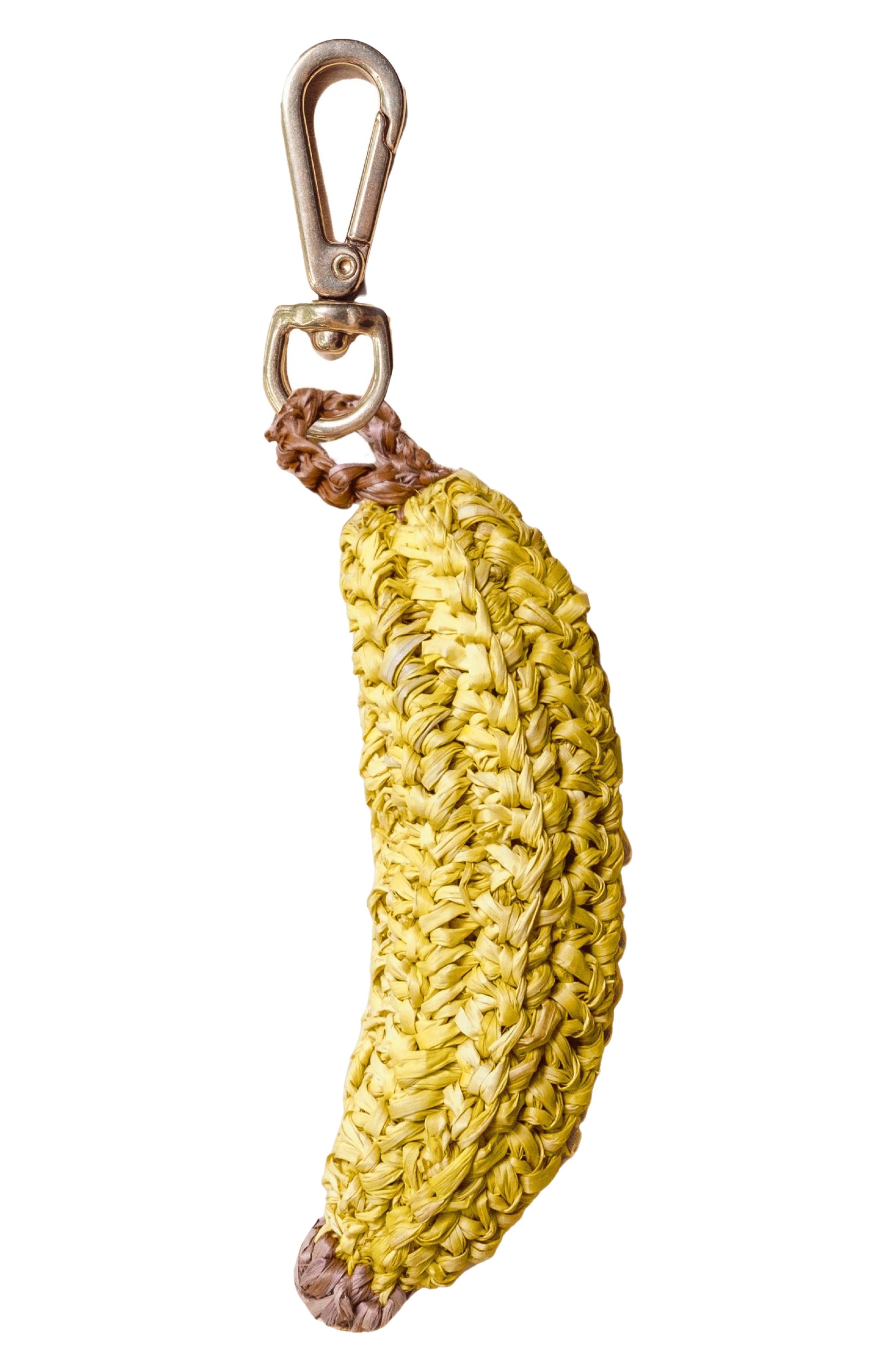 LIKHA Banana Raffia Bag Charm, Main, color, Yellow