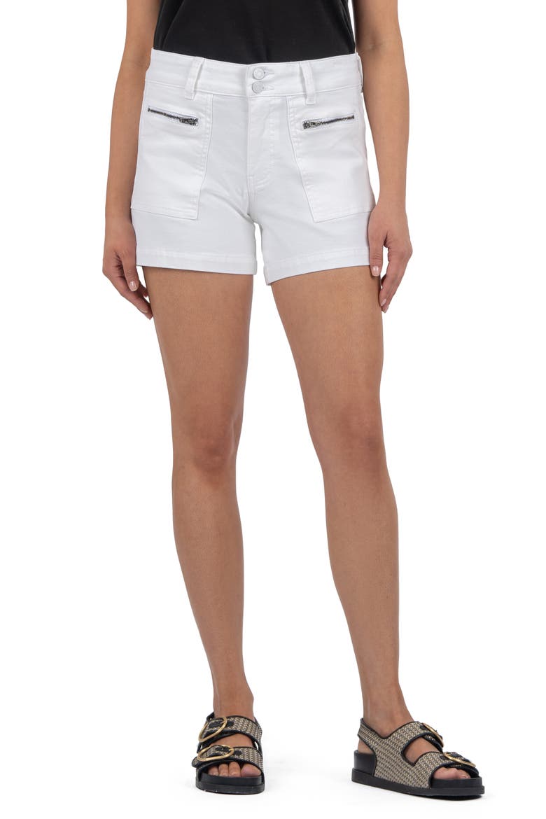 Jane Zip Pocket High Waist Denim Shorts, Main, color, OPTIC WHITE