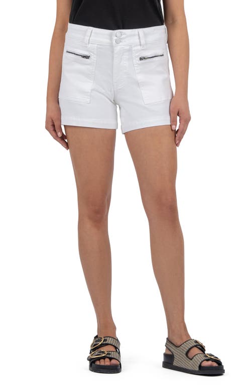 Kut From The Kloth Jane Zip Pocket High Waist Denim Shorts In White