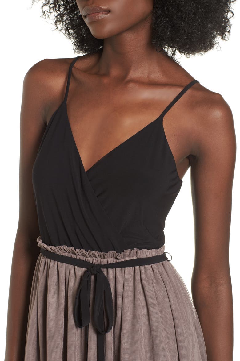Mixed Media Midi Dress, Alternate, color, TAN DUSK