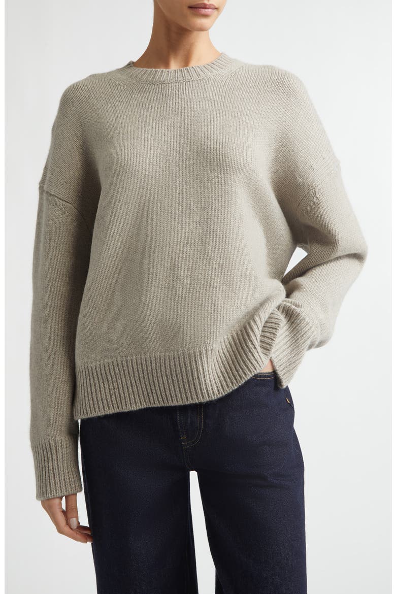 Pia Oversize Cashmere Crewneck Sweater, Main, color, STONE MELANGE