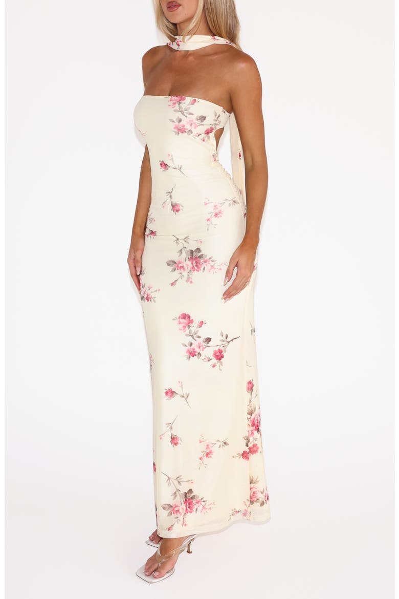 Daniela Floral Print Scarf Maxi Dress, Alternate, color, YELLOW FLORAL