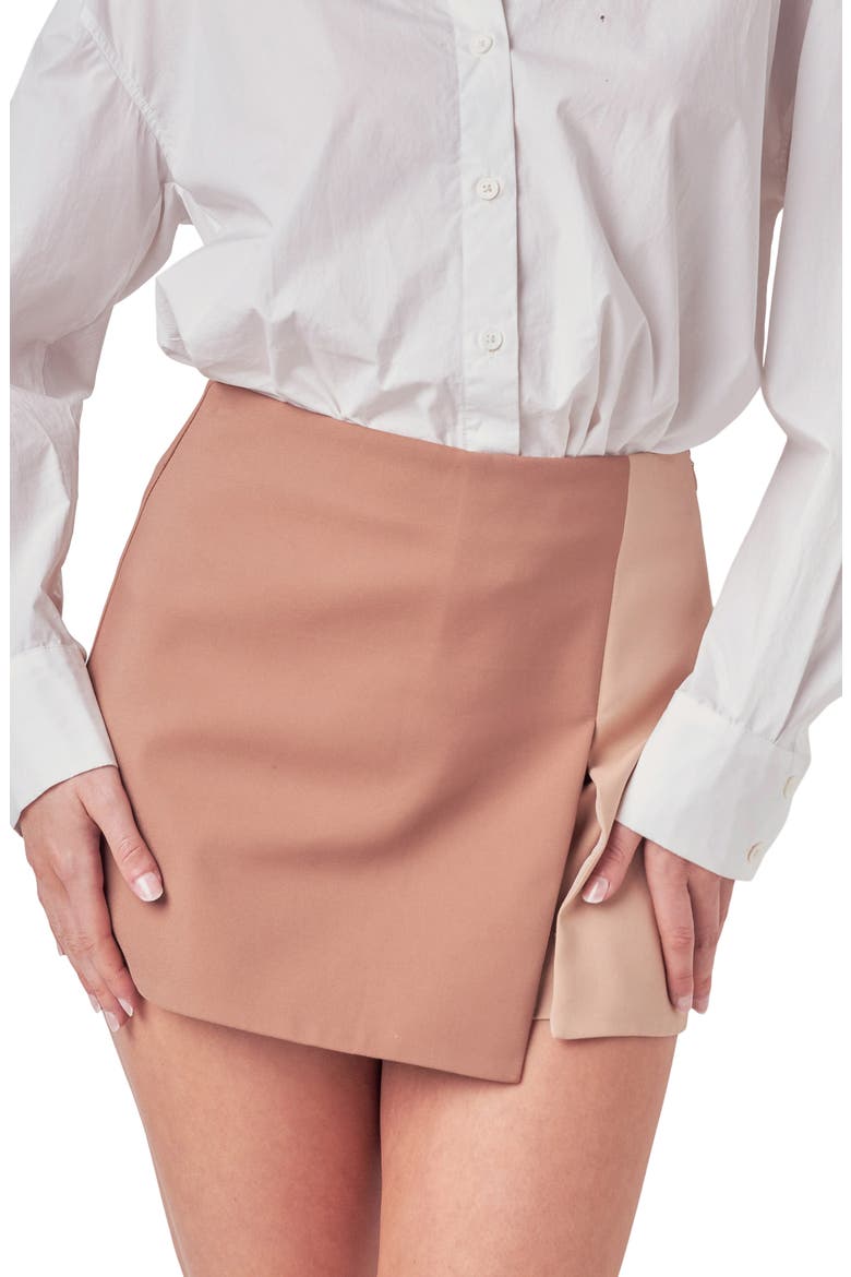 Colorblock Miniskort, Alternate, color, TAN/BEIGE