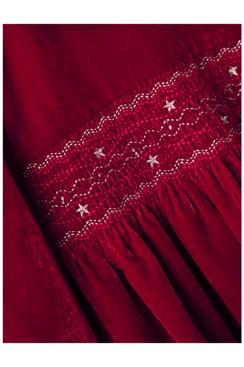 Kids' Smocked Velvet Dress, Alternate, color, RED